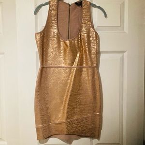 Rose gold BCBG Maxazria bodycon dress
